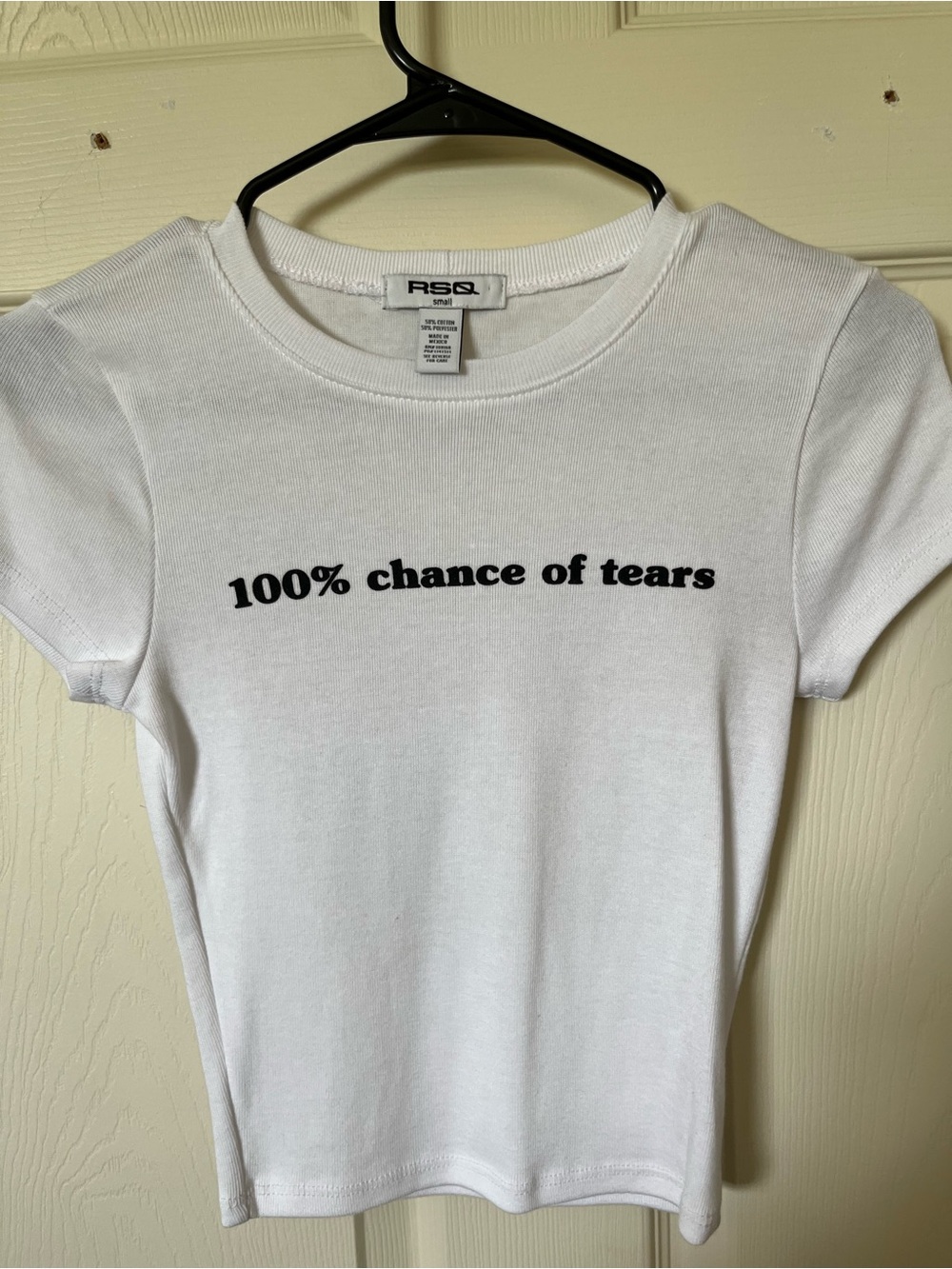 RSQ White Tee with Black Text Graphic